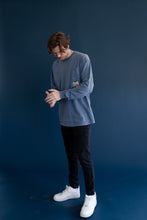 Load image into Gallery viewer, Unisex Denim Apple Blossom Long Sleeve Pocket T-shirt
