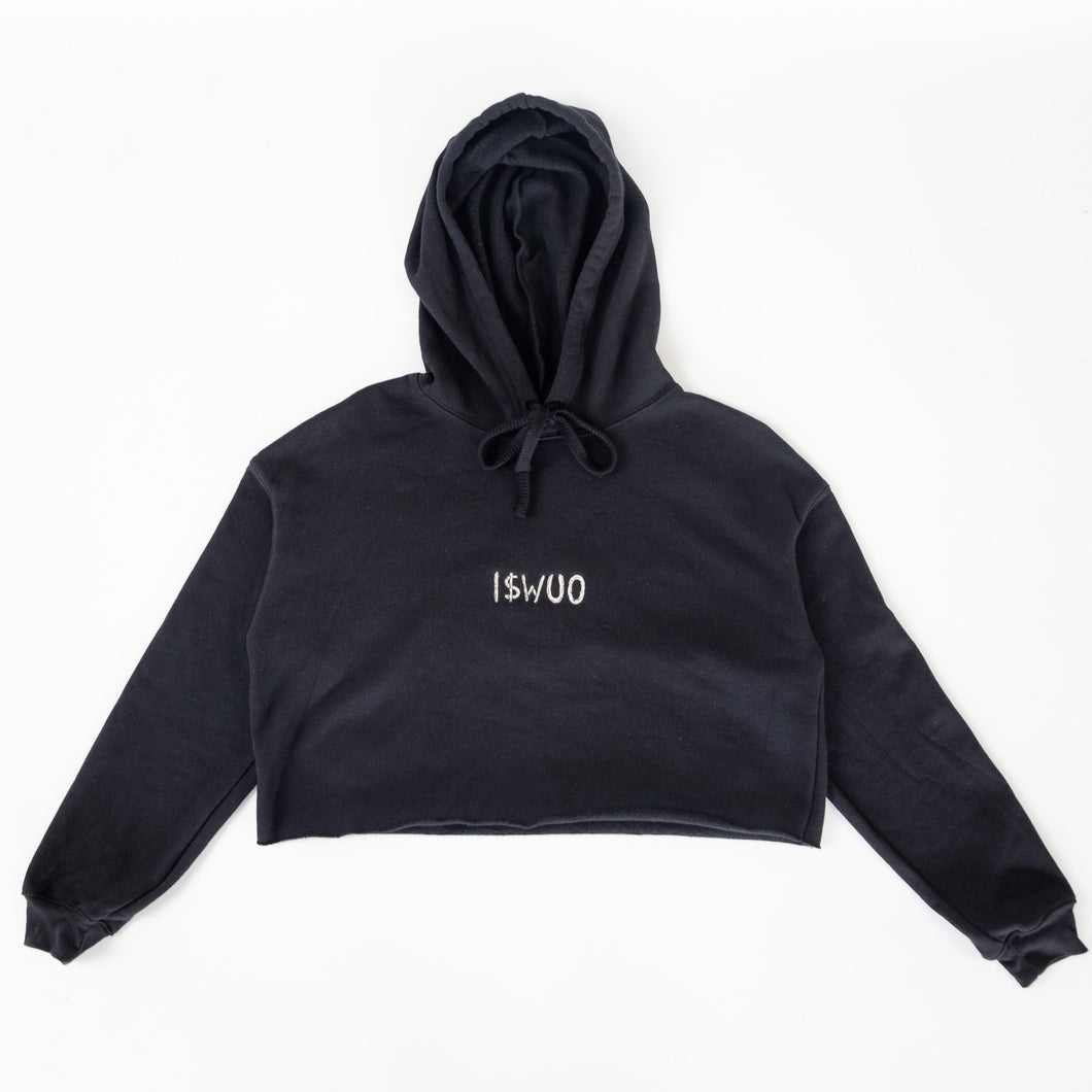 Wuomen's Black Cropped Hoodie